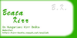 beata kirr business card